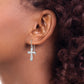 Sterling Silver Rhodium-Plated Polished Wavy Cross Dangle Earrings