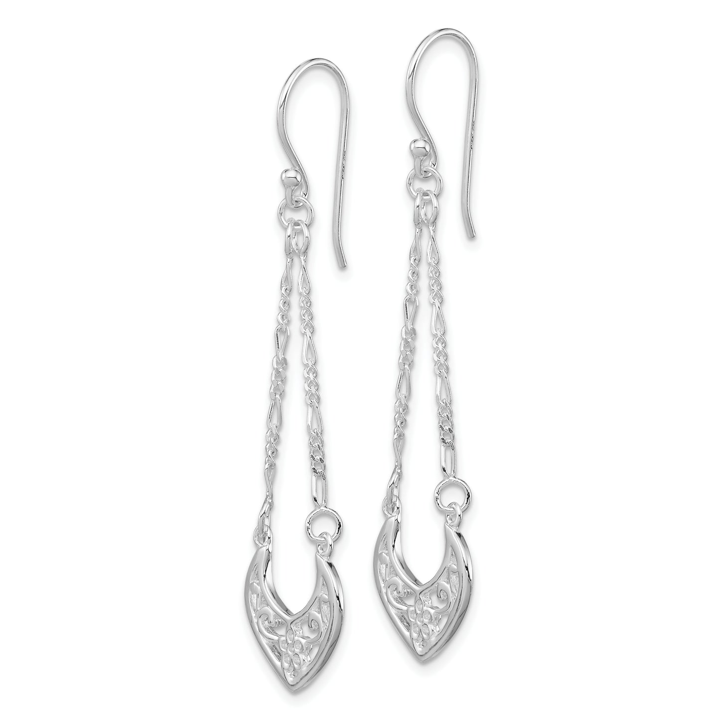 Sterling Silver Rhodium-Plated Filigree Dangle Earrings