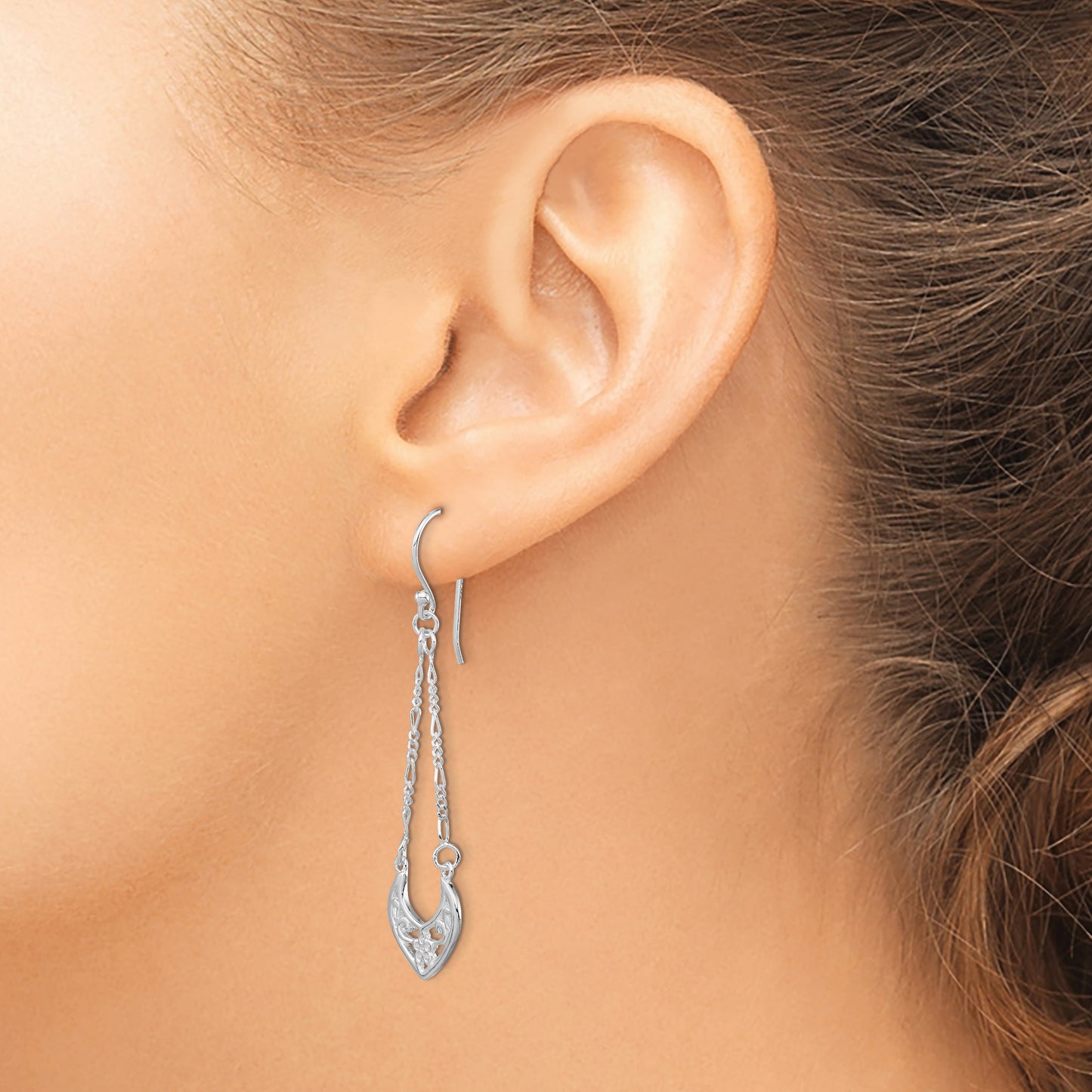 Sterling Silver Rhodium-Plated Filigree Dangle Earrings