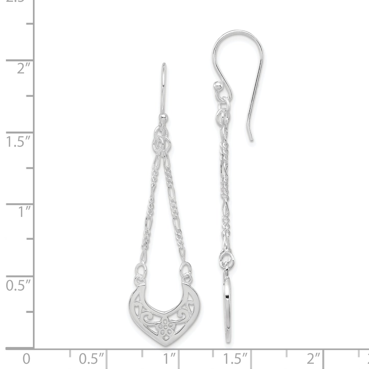 Sterling Silver Rhodium-Plated Filigree Dangle Earrings