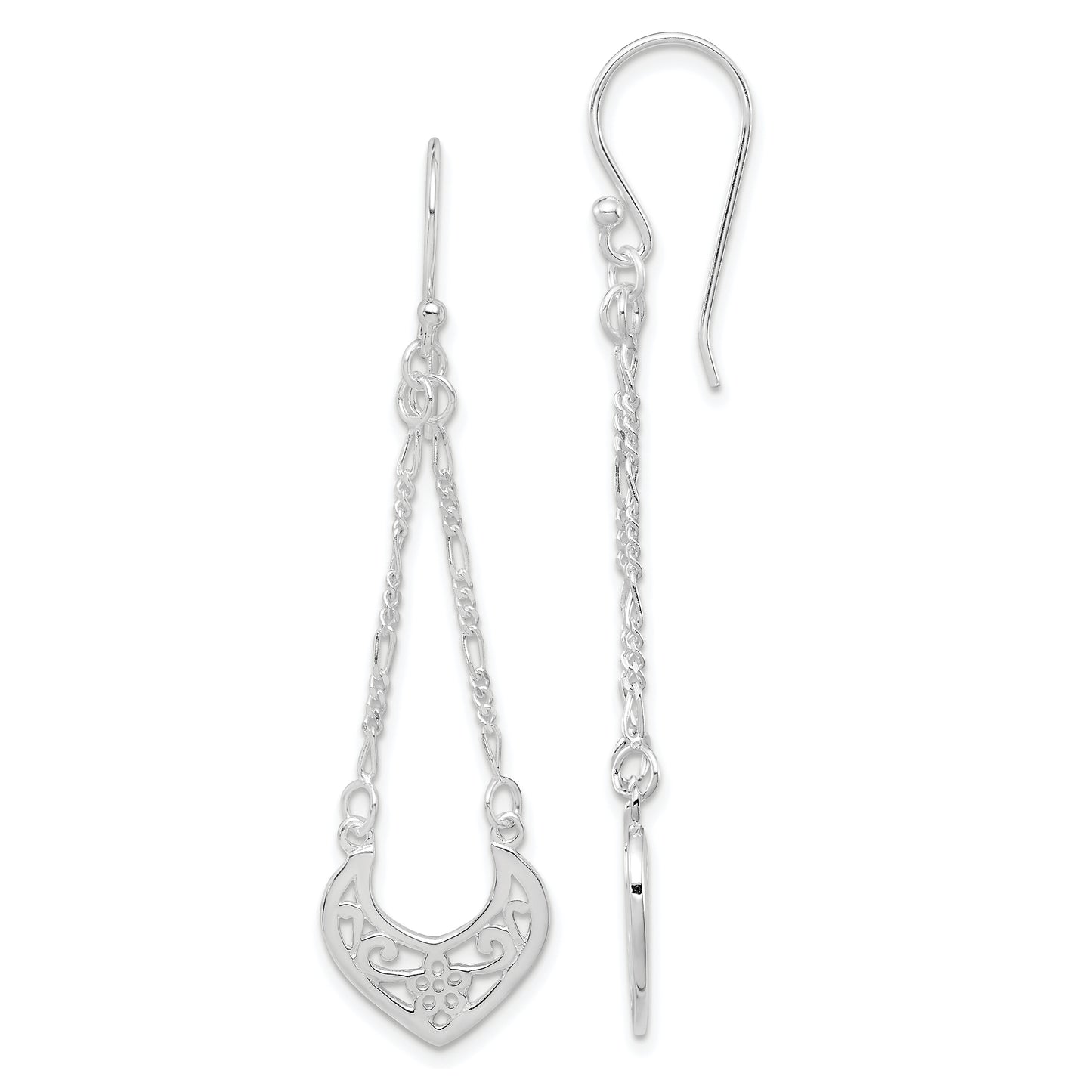 Sterling Silver Rhodium-Plated Filigree Dangle Earrings