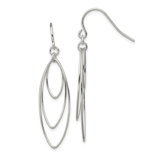 Sterling Silver Polished Triple Marquise Shape Dangle Earrings