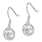 Sterling Silver Rhod-Pltd 10mm Round Cz Bezel Set Dangle Earrings