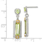 Sterling Silver W/ Gold-Tone Vermeil Polished & Textured Light Green Cz Hearts Post Dangle Earrings