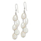 Sterling Silver Polished White 8-10mm Baroque Freshwater Cultured Pearl Two-Strand Dangle Earrings