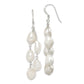 Sterling Silver Polished White 8-10mm Baroque Freshwater Cultured Pearl Two-Strand Dangle Earrings