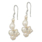 Sterling Silver Polished White Freshwater Cultured Pearl & Crystal Cluster Dangle Earrings