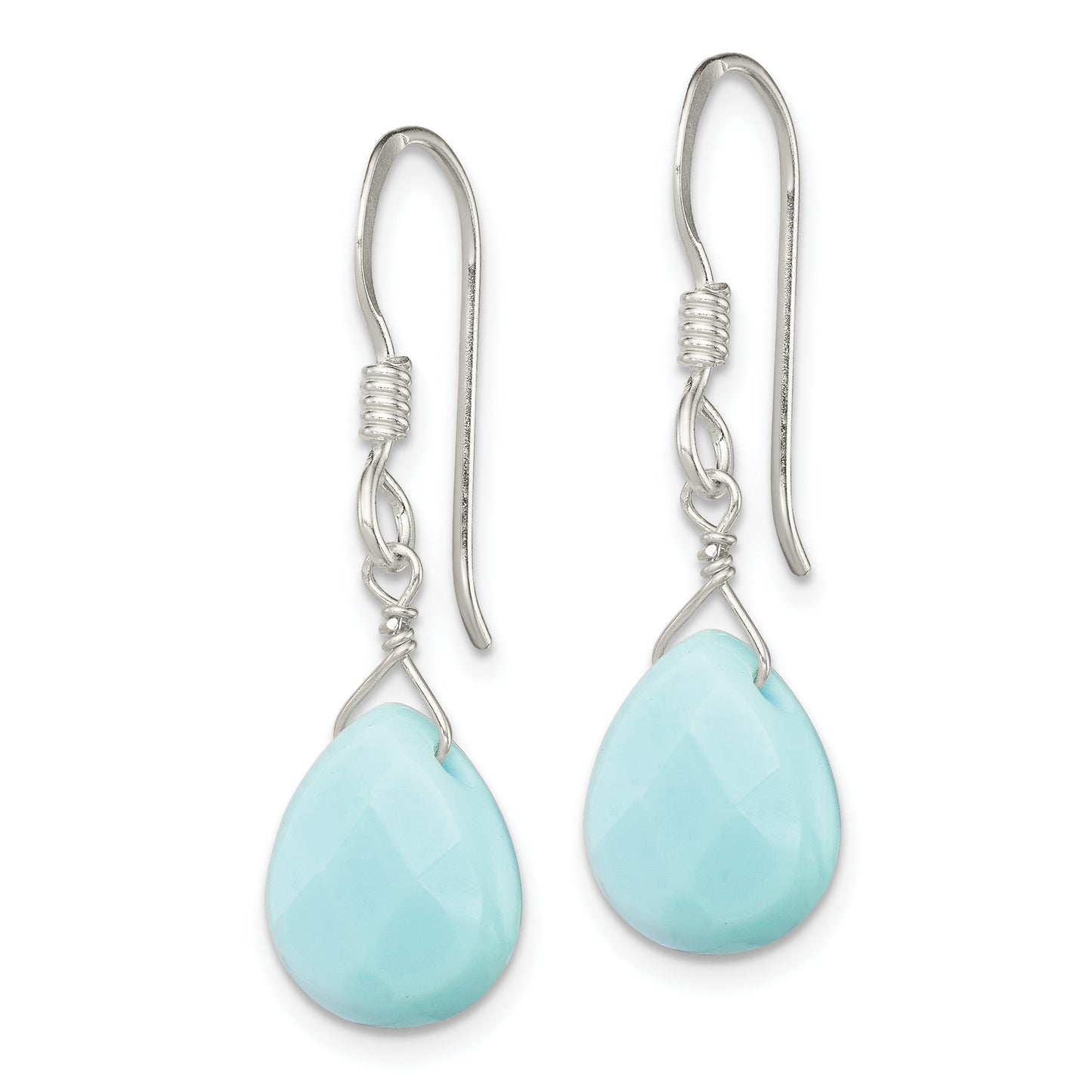 Sterling Silver Polished Amazonite Teardrop Dangle Earrings