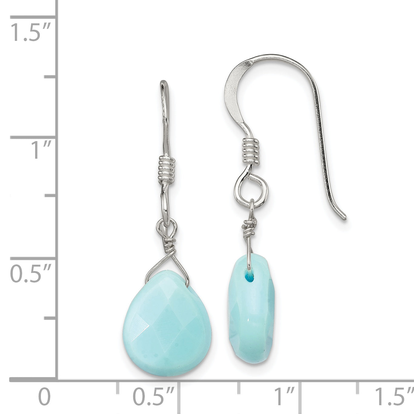 Sterling Silver Polished Amazonite Teardrop Dangle Earrings