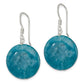 Sterling Silver Polished Round 20mm Blue Agate Dangle Earrings