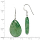 Sterling Silver Polished Cracked Green Aventurine Teardrop Dangle Earrings