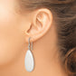 Sterling Silver Polished White Jade Teardrop Dangle Earrings