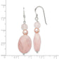 Sterling Silver Polished Rose Quartz & Pink Fwc Pearl Dangle Earrings