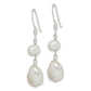 Sterling Silver Polished White 6-9mm Baroque & Semi-Round Freshwater Cultured Pearl Dangle Earrings