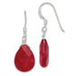 Sterling Silver Polished Faceted Red Jade Teardrop Dangle Earrings