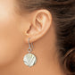 Sterling Silver Polished Zebra Mother Of Pearl Disc Dangle Earrings