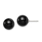 Sterling Silver Rhod-Pltd 12-12.5mm Black Agate Ball Post Earrings