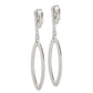 Sterling Silver Polished Non-Pierced Elongated Oval Dangle Earrings