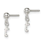 Sterling Silver Polished T Dangle Post Earrings