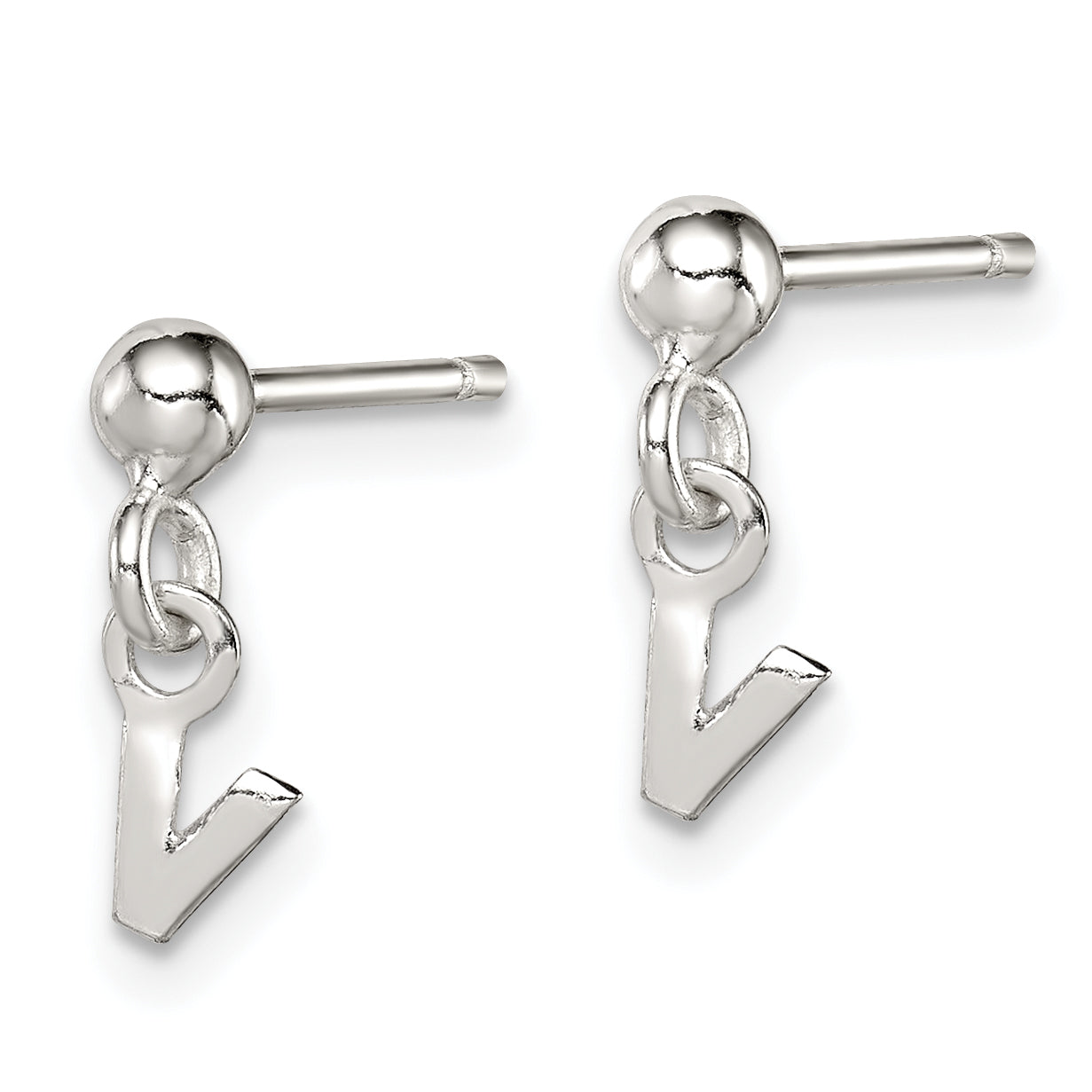 Sterling Silver Polished V Dangle Post Earrings