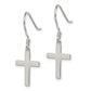 Sterling Silver Rhodium-Plated Polished Cross Dangle Earrings