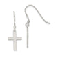 Sterling Silver Rhodium-Plated Polished Cross Dangle Earrings