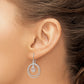 Sterling Silver Rhodium-Plated Circles W/Peace Symbol Dangle Earrings