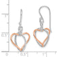 Sterling Silver W/Rose Vermeil Heart Dangle Earrings