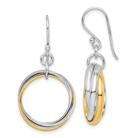 Sterling Silver Rhodium & Gold-Plated Triple Circle Dangle Earrings