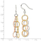 Sterling Silver W/ Tri-Color Vermeil Polished Circle Link Dangle Earrings