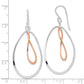 Sterling Silver Rh-Plated & Rose Vermeil Twisted Double Oval Dangle Earring