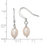 Sterling Silver Polished Pink 6-7mm Freshwater Cultured Pearl Dangle Earrings