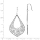 Sterling Silver Rhodium-Plated Polished Cz Floral Teardrop Dangle Earrings