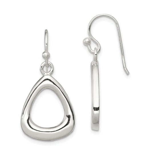 Sterling Silver Polished Triangular Shaped Dangle Earrings