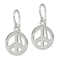 Sterling Silver Polished Peace Sign Dangle Earrings