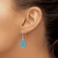 Sterling Silver Rhodium-Plated Created Blue Opal Inlay Tortoise Dangle Earrings