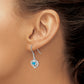 Sterling Silver Rhod-Pltd Created Blue Opal Inlay Heart Dangle Earrings