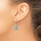 Sterling Silver Rhodium-Plated Polished Created Blue Opal Inlay Starfish Dangle Earrings