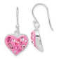 Sterling Silver Stellux Crystal Accented Pink Heart Dangle Earrings