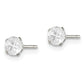 Sterling Silver 4mm Round Snap Set Cross-Cut Cz Stud Earrings