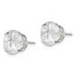 Sterling Silver 10mm Round Snap Set Cross-Cut Cz Stud Earrings