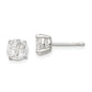 Sterling Silver 6mm Round Basket Set Cross-Cut Cz Stud Earrings