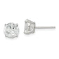 Sterling Silver 7mm Round Basket Set Cross-Cut Cz Stud Earrings