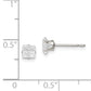 Sterling Silver 4mm Square Snap Set Cross-Cut Cz Stud Earrings