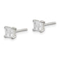 Sterling Silver 4mm Square Cross-Cut Cz Basket Set Stud Earrings