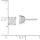 Sterling Silver 5mm Square Cross-Cut Cz Basket Set Stud Earrings