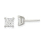 Sterling Silver 5mm Square Cross-Cut Cz Basket Set Stud Earrings