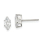 Sterling Silver Polished 7X3.5mm Marquise Snap Set Cz Stud Earrings