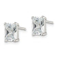 Sterling Silver Polished Emerald-Cut 7X5mm Basket Set Cz Stud Earrings