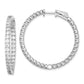 Sterling Silver Shimmer Rhodium-Plated 68 Stone 2.25mm Cz In And Out Round Hinged Hoop Earrings